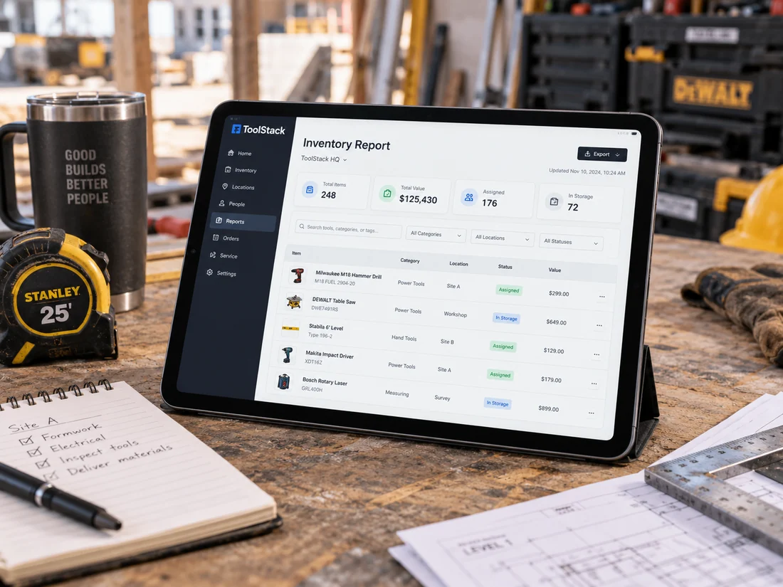 ToolStack inventory report on iPad